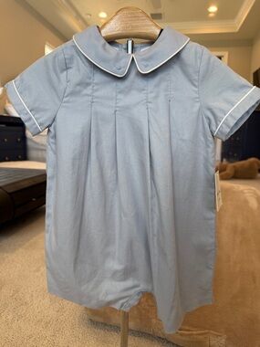 Classic Light Blue Cotton Baby One-Piece Romper